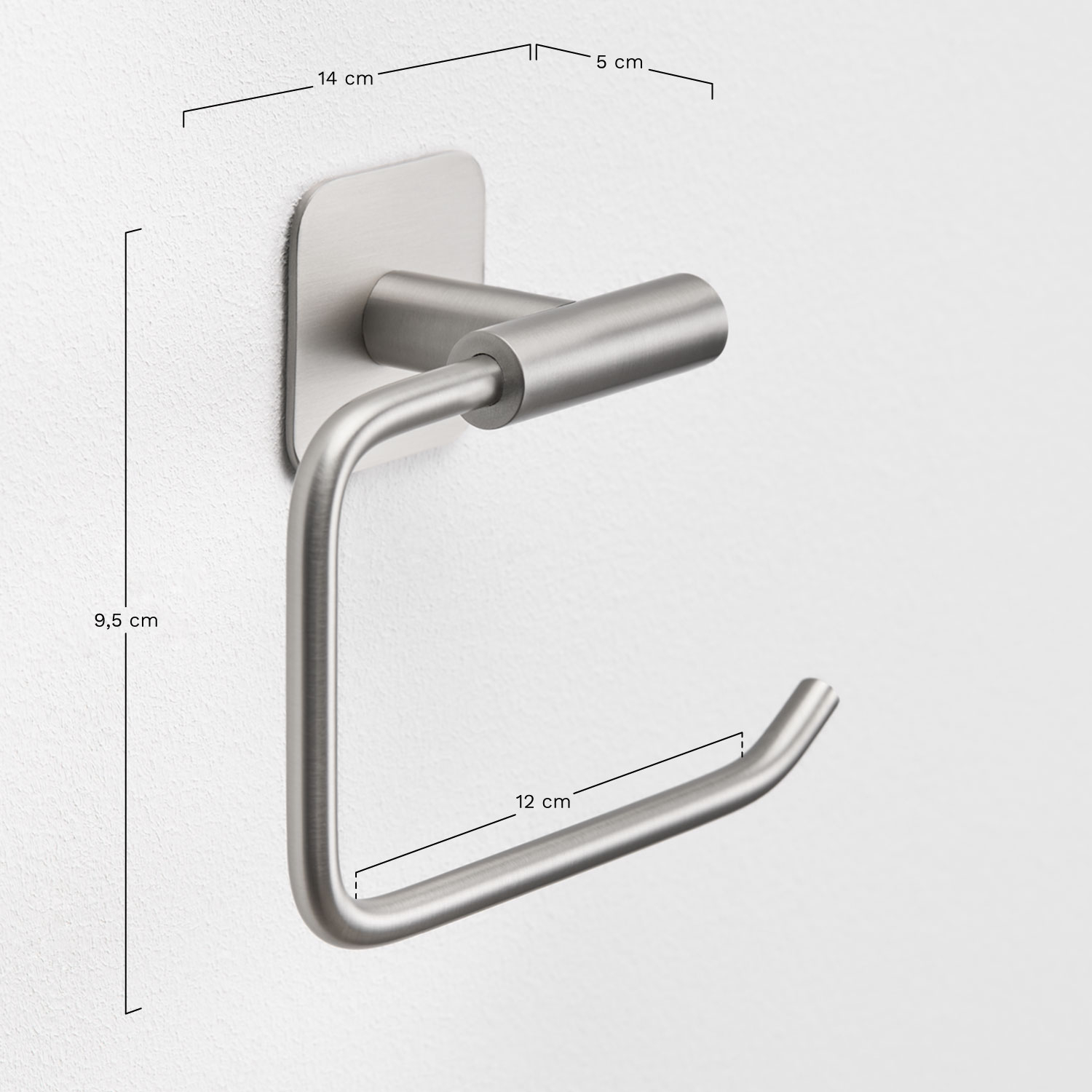 Adhesive toilet paper holder for bathroom in stainless steel Ondreli, medidas