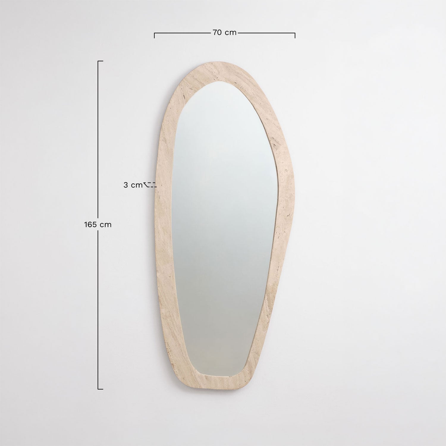 Irregular wall mirror in natural stone Urkiz, medidas