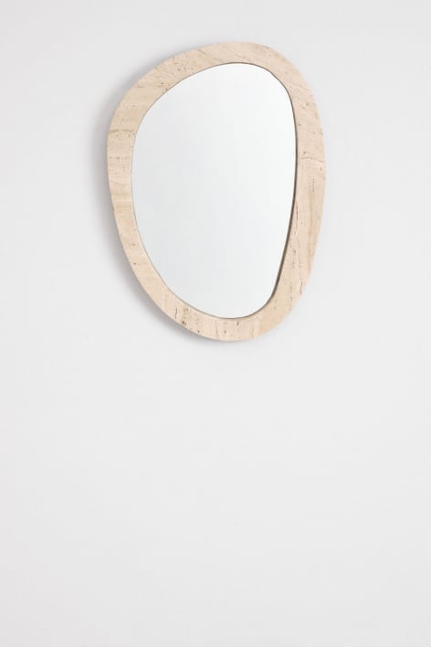 Irregular wall mirror in natural stone Urkiz - Travertine