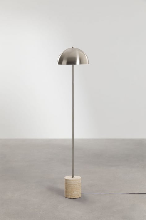 LED floor lamp for outdoor use in stainless steel and natural stone Nicolas