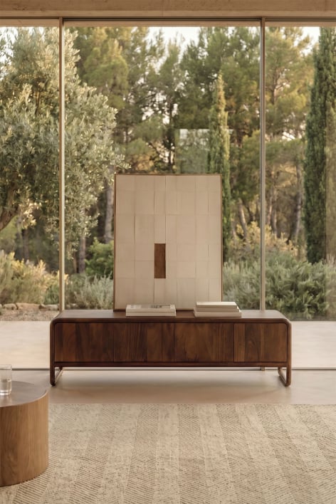 Maupaul 180x40 cm TV stand in dark mango wood