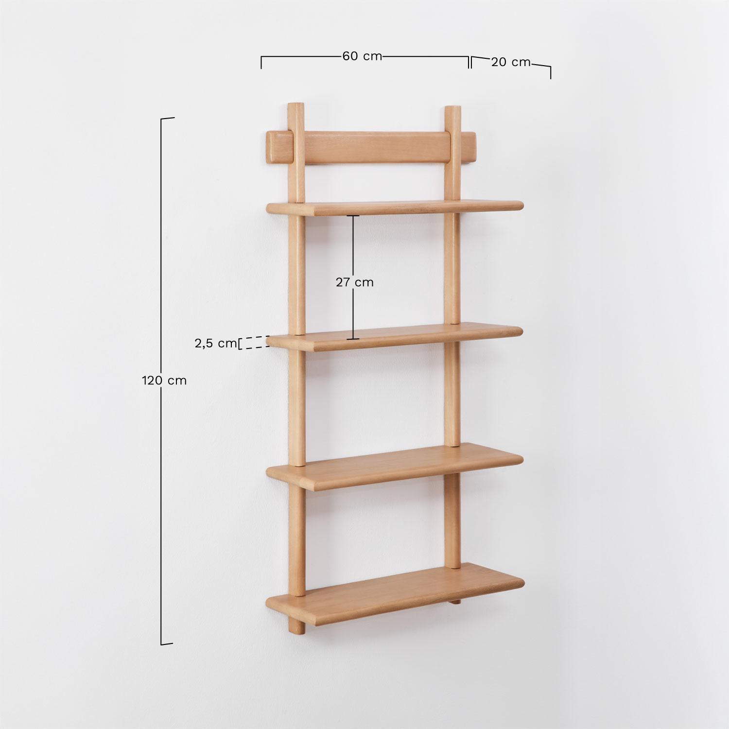 Mianor wooden wall shelf, medidas