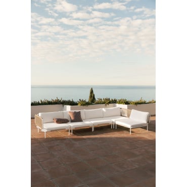 5-piece Roubly Steel Corner Garden Modular Sofa Almond Beige - Sklum