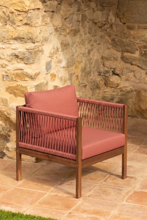 Branson garden armchair with acacia wood armrests