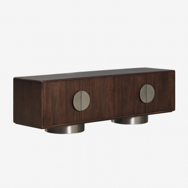 Melisand 180x40 Cm Tv Cabinet In Mango Wood And Stainless Steel Dark Handle Wood - Sklum