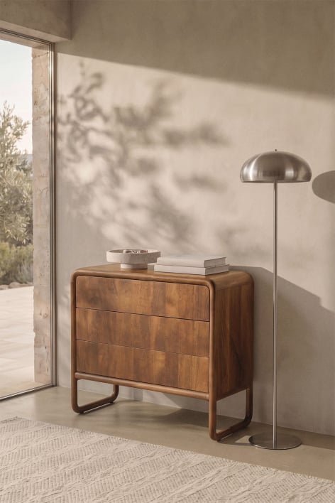 3-drawer chest 90x40 cm in dark mango wood Maupaul