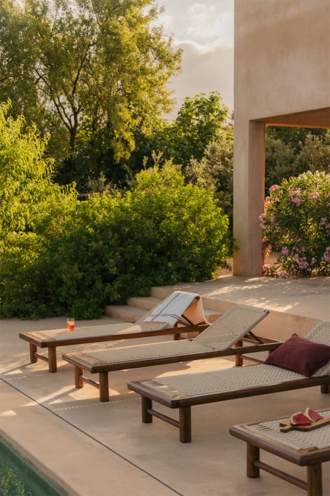 Chad teak wood reclining sun lounger