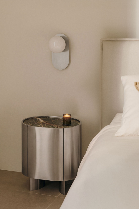 Luena 50x35 cm stainless steel nightstand - Forest Green Marble