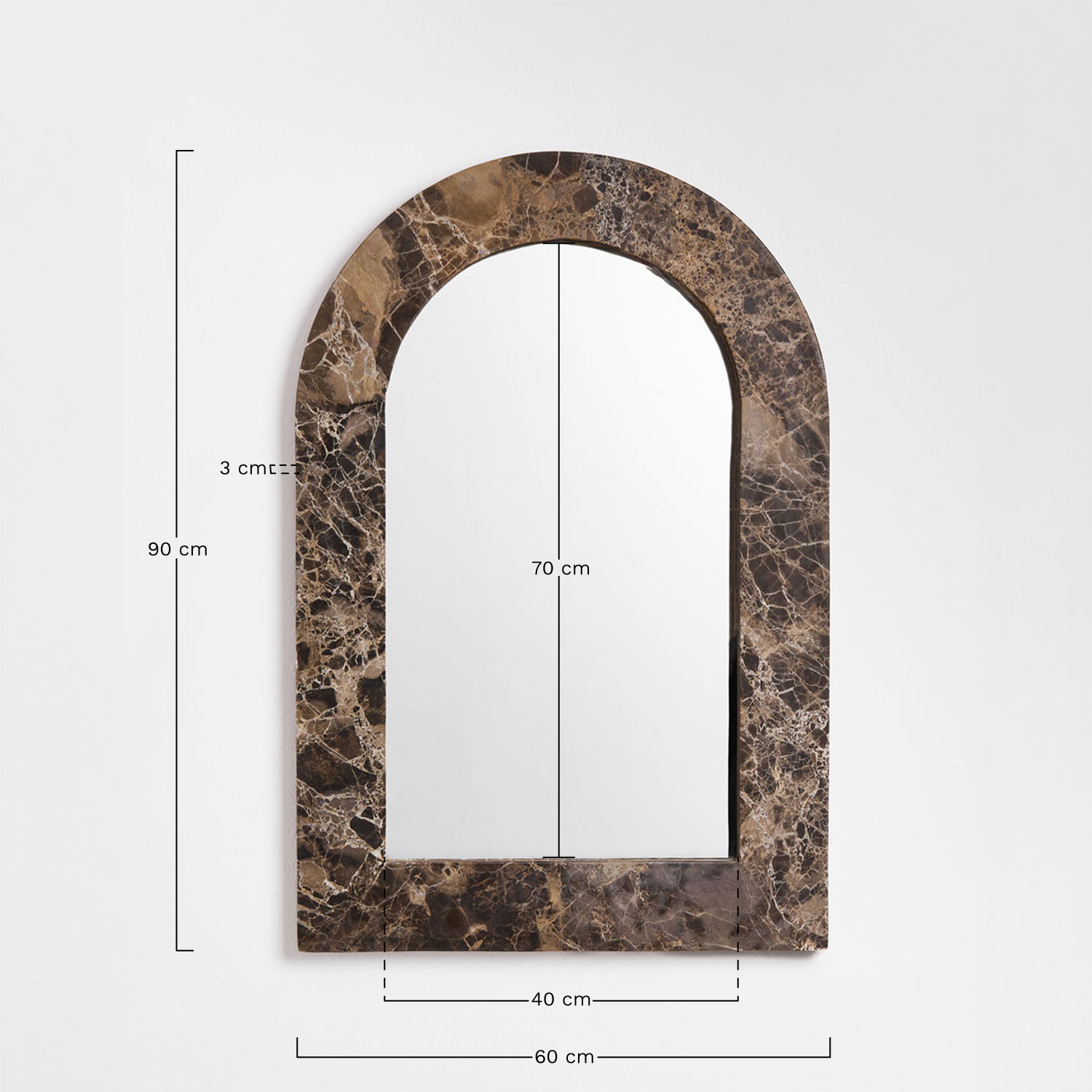 Alune natural stone wall mirror, medidas