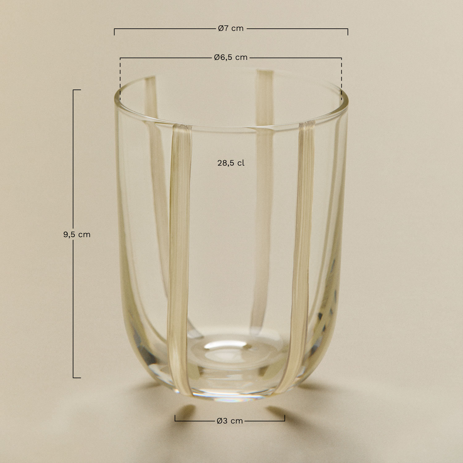 Pack of 4 glasses 28.5 cl in Jalviana glass, medidas