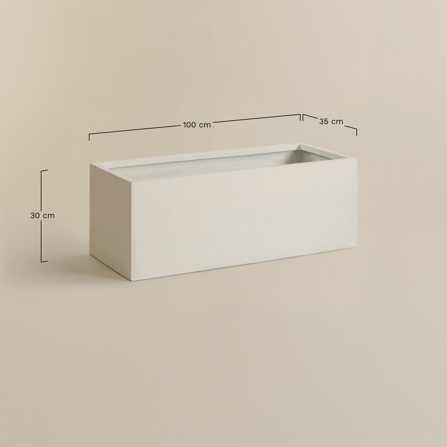 Rectangular outdoor cement planter Sergio, medidas