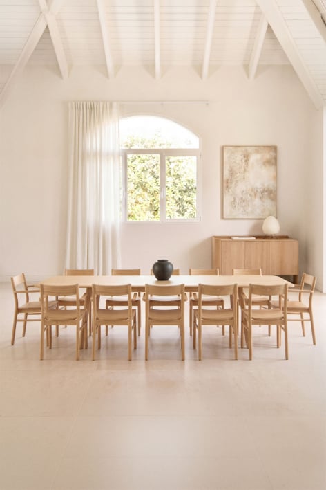 Rectangular dining table 220-320x95 cm extendable in Treveris wood