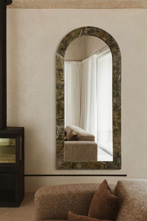 Alune natural stone wall mirror - Green Marble Forest