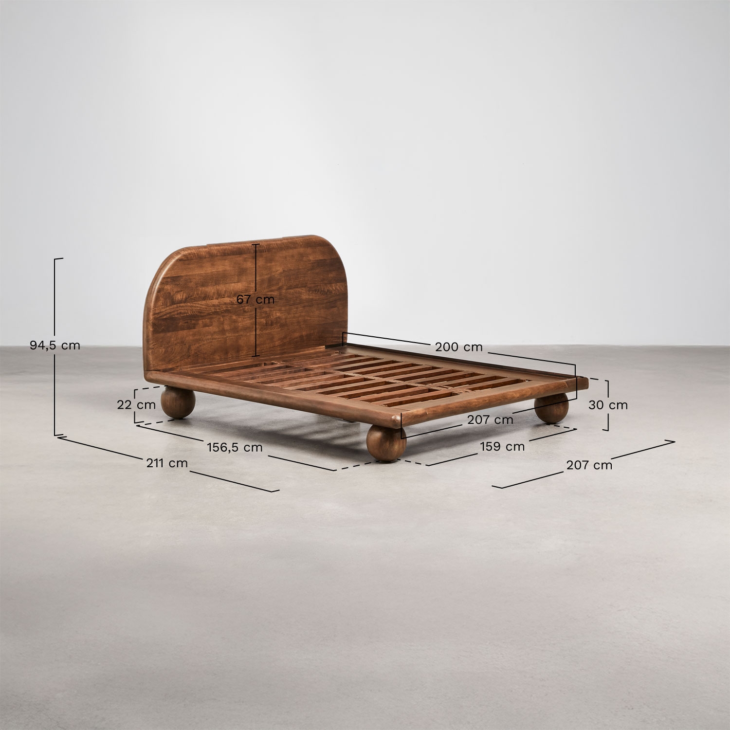 Bicheno mango wood bed, medidas