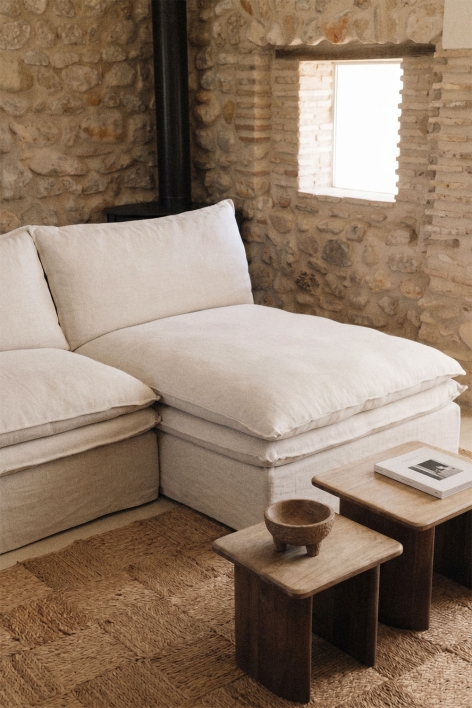Chaise longue module for modular sofa in Grace linen and cotton
