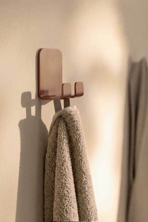Adhesive bathroom hook in brushed rose gold stainless steel Ondreli