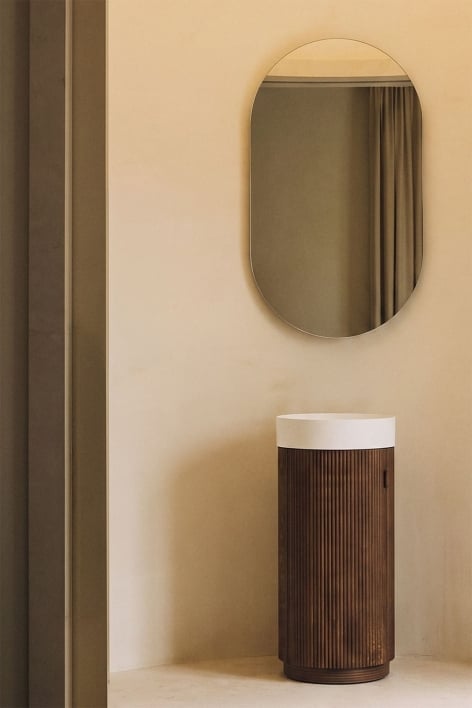 Freia 40 cm Ø wooden bathroom furniture set with integrated sink