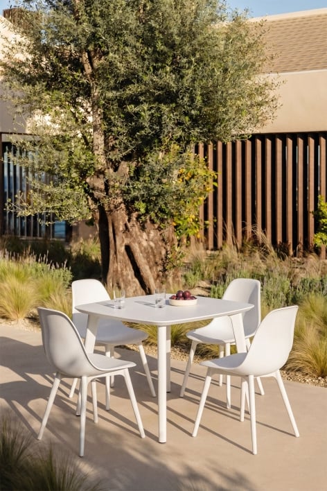 Square garden table 85x85 cm in Scand polypropylene - White