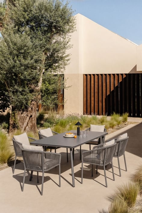Rectangular garden table 160x90 cm in Arhiza glass - Grey Graphite