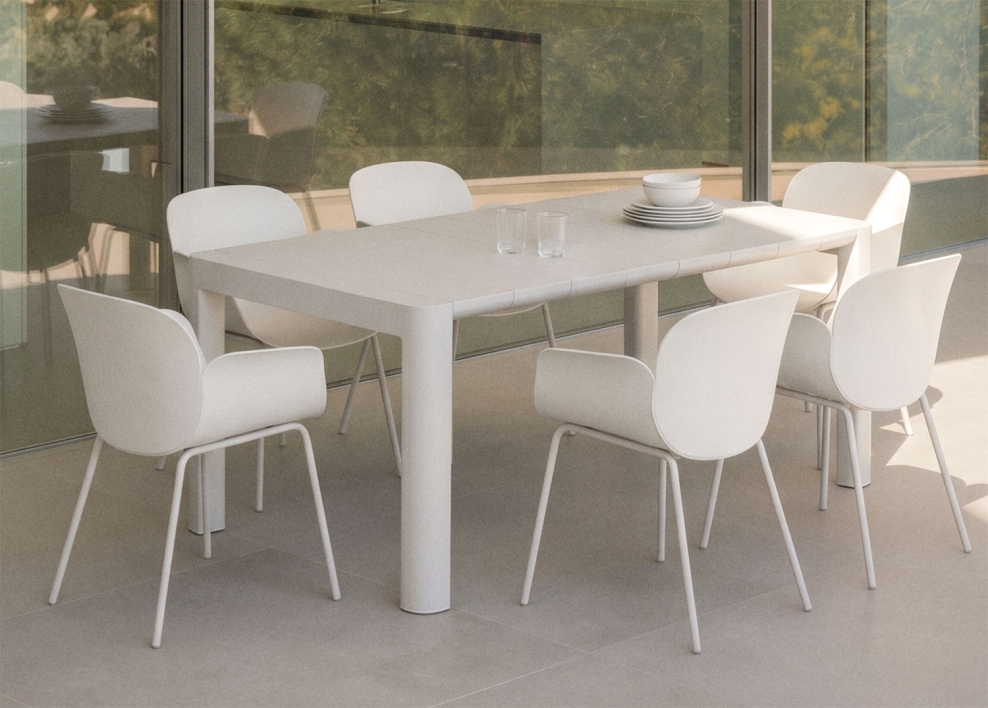 Arnadine 180x100 cm rectangular table set and 6 garden chairs in polypropylene and steel Lynette