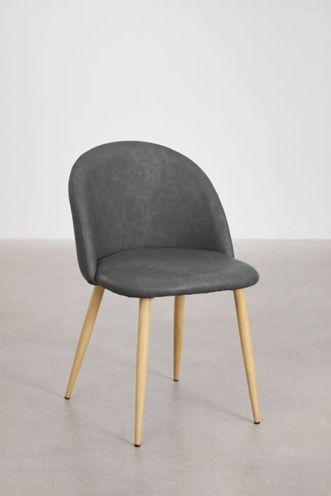 Kana upholstered and steel dining chair - Leatherette Grey Anthracite