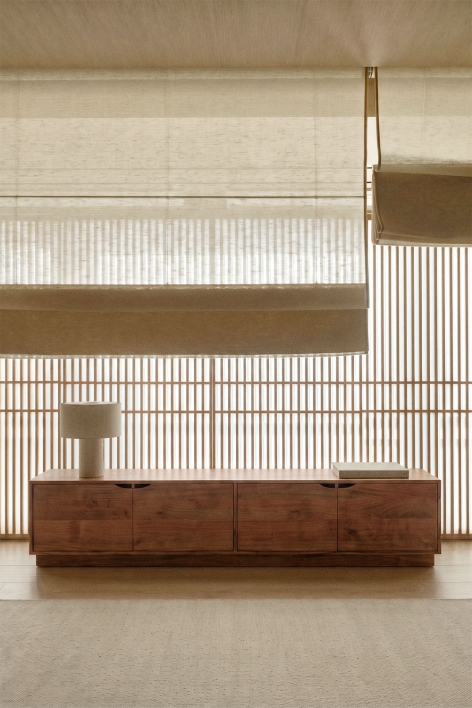 Tasmani Acacia Wood TV Cabinet 200x40 cm - Acacia Brown