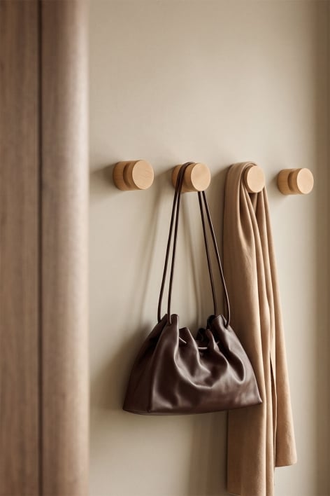 Pack of 4 Eldra wooden wall hooks - Mango Wood