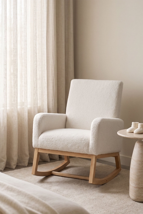 Abigray upholstered rocking chair - Teddy White