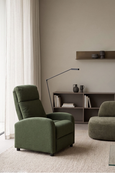 Libuliana upholstered recliner chair - Bouclé Army Green