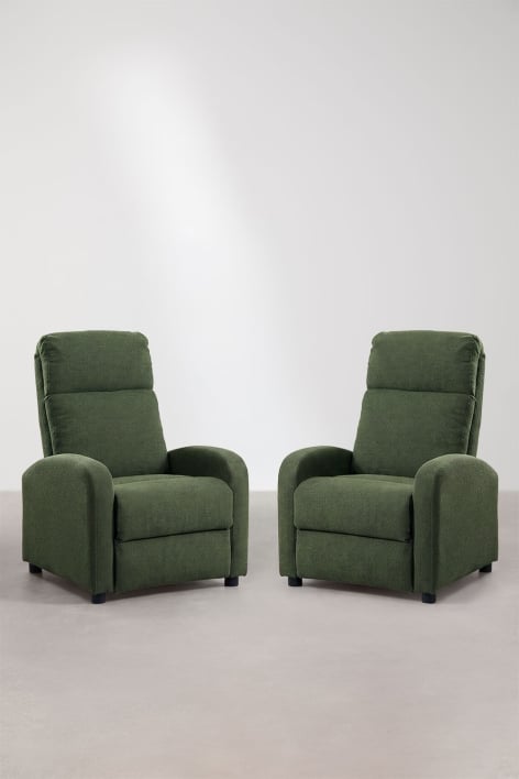 Pack of 2 upholstered Libuliana recliner armchairs - Bouclé Army Green