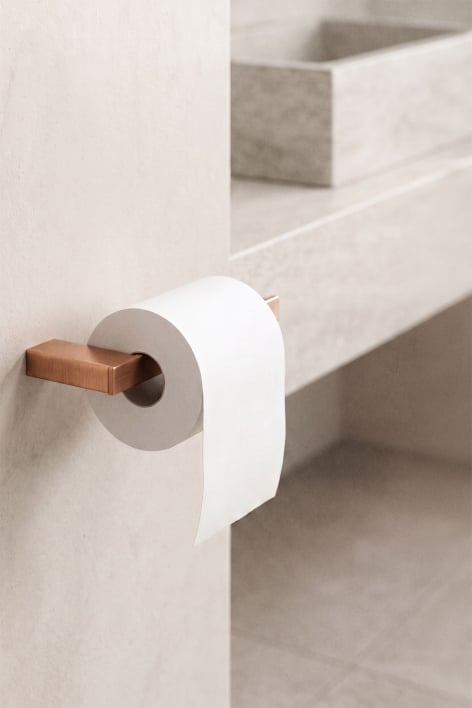 Toilet roll holder in brushed rose gold stainless steel Olvam