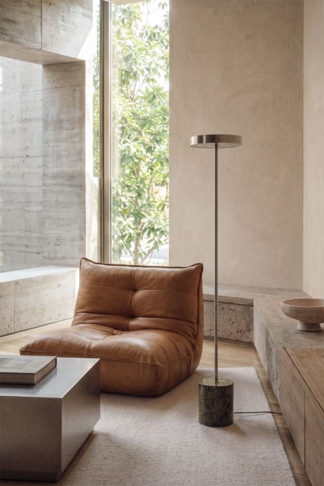 Isasia LED floor lamp in stainless steel and natural stone