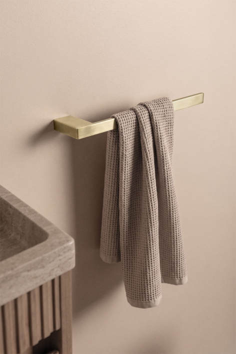 Wall-mounted 30 cm towel rail for bathroom in brushed gold stainless steel Olvam