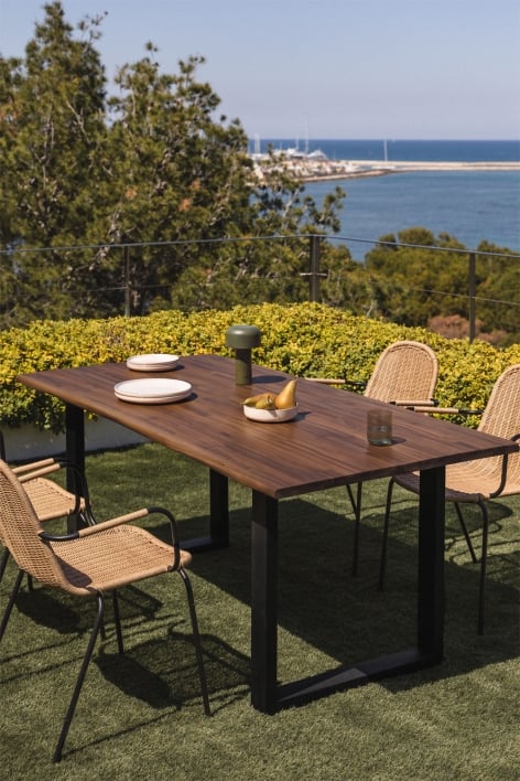 Rectangular garden table 180x90 cm in acacia wood and steel Maupi - Black