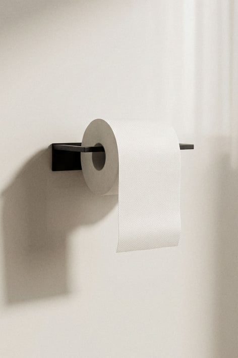 Adhesive toilet paper holder for bathroom in matte black stainless steel Jalter - Matt Black