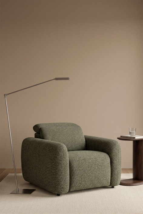 Electric upholstered recliner armchair Peggy - Bouclé Sage Green