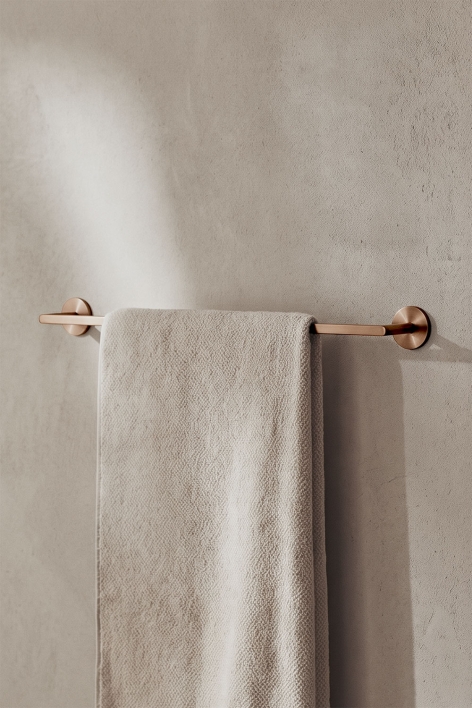 Adhesive wall-mounted towel rail with 60 cm bar for bathroom in rose gold stainless steel Caldrumi