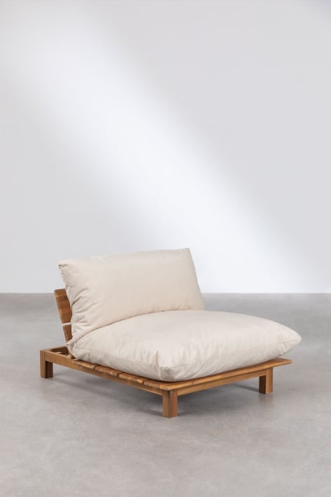 Reclining central module for Brina acacia wood modular sofa