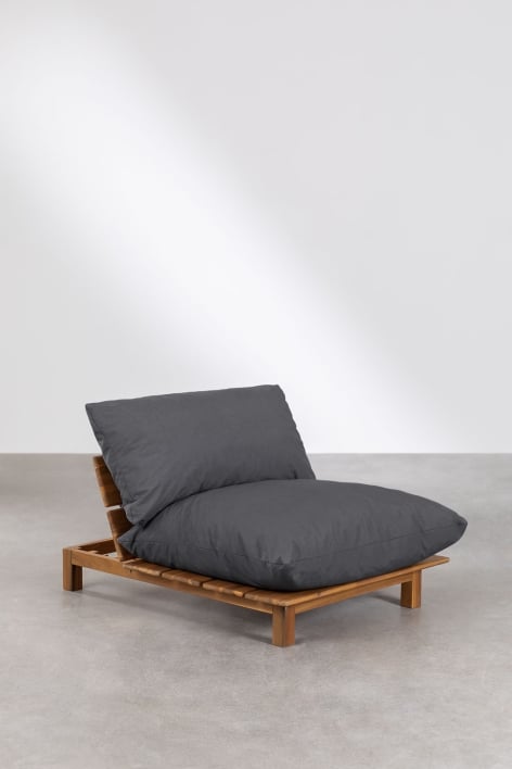 Reclining central module for Brina acacia wood modular sofa - Grey Graphite
