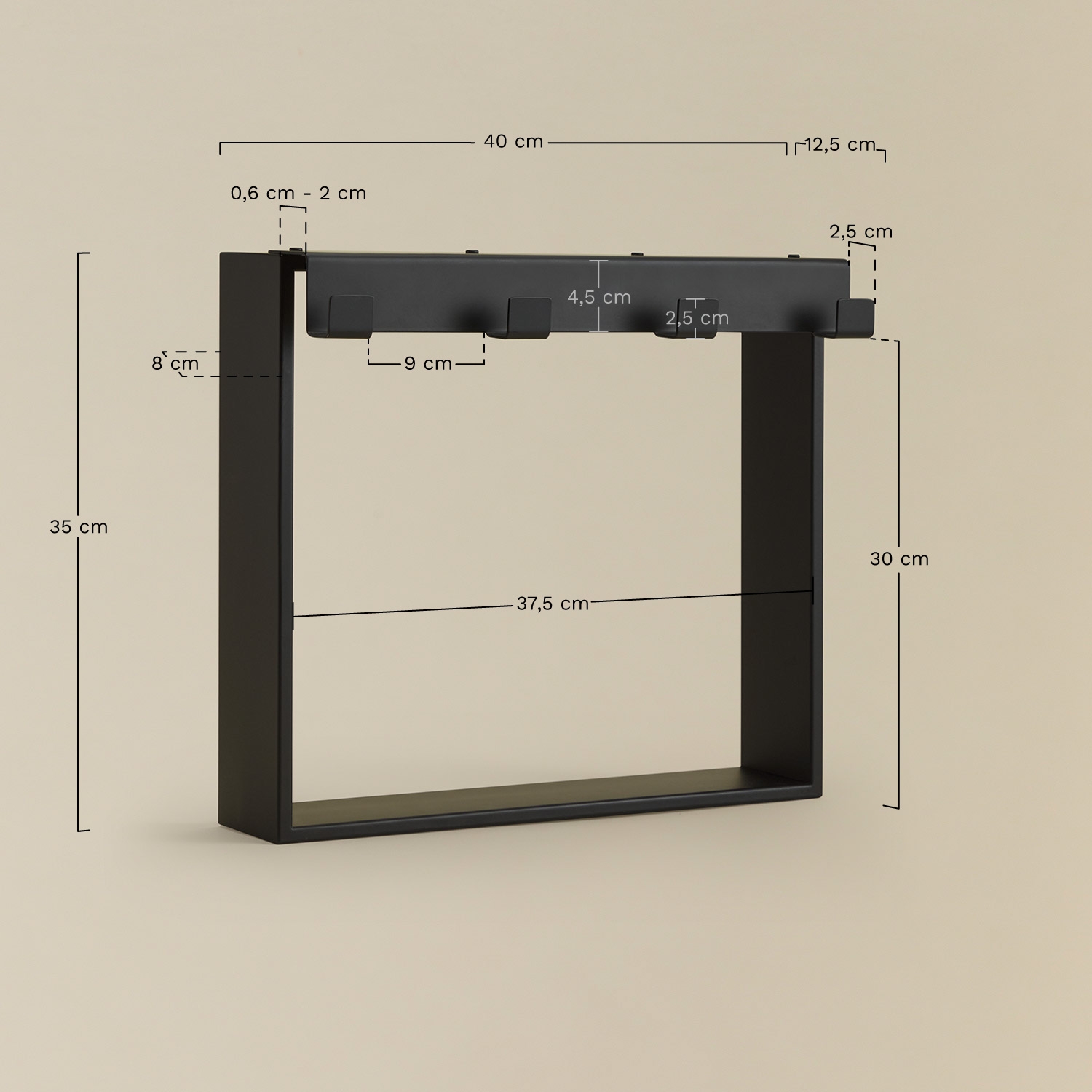 Elaria stainless steel hanging shelf for shower screen, medidas