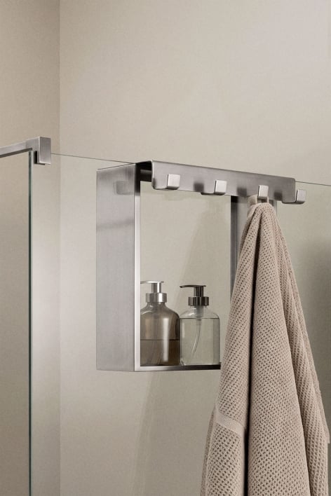 Hanging shower screen shelf in brushed grey stainless steel Elaria - Brushed Grey