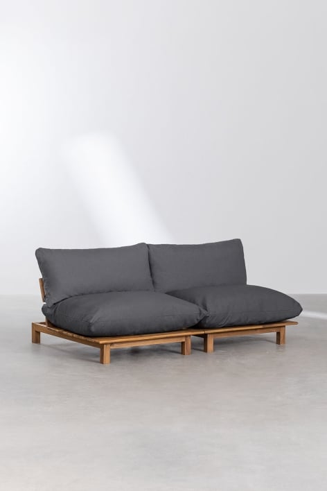 2-piece reclining modular sofa in acacia wood Brina - Grey Graphite