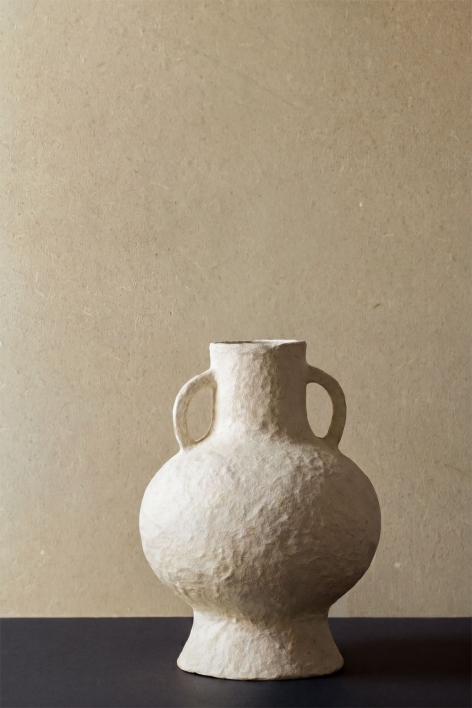 Decorative papier-mâché vase Cutler - Beige Cream