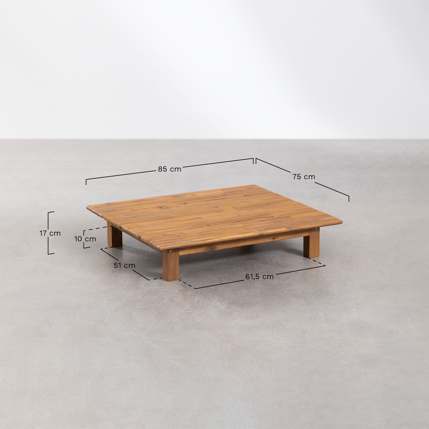 3-piece living room set with 3-seat reclining modular sofa, coffee table, and acacia wood Brina pouf, medidas