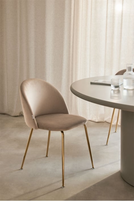 Kana Design upholstered and steel dining chair - Velvet Brown Wheat