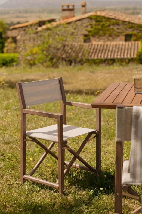 Rondonia folding garden director's chair in acacia wood - Light Beige