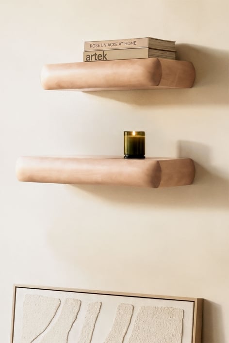 Set of 2 Carmen wooden wall shelves - Mango Wood