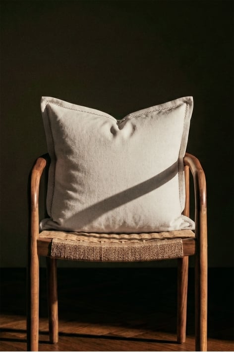 Nisora square cushion 40x40 cm in cotton and linen - Nude beige
