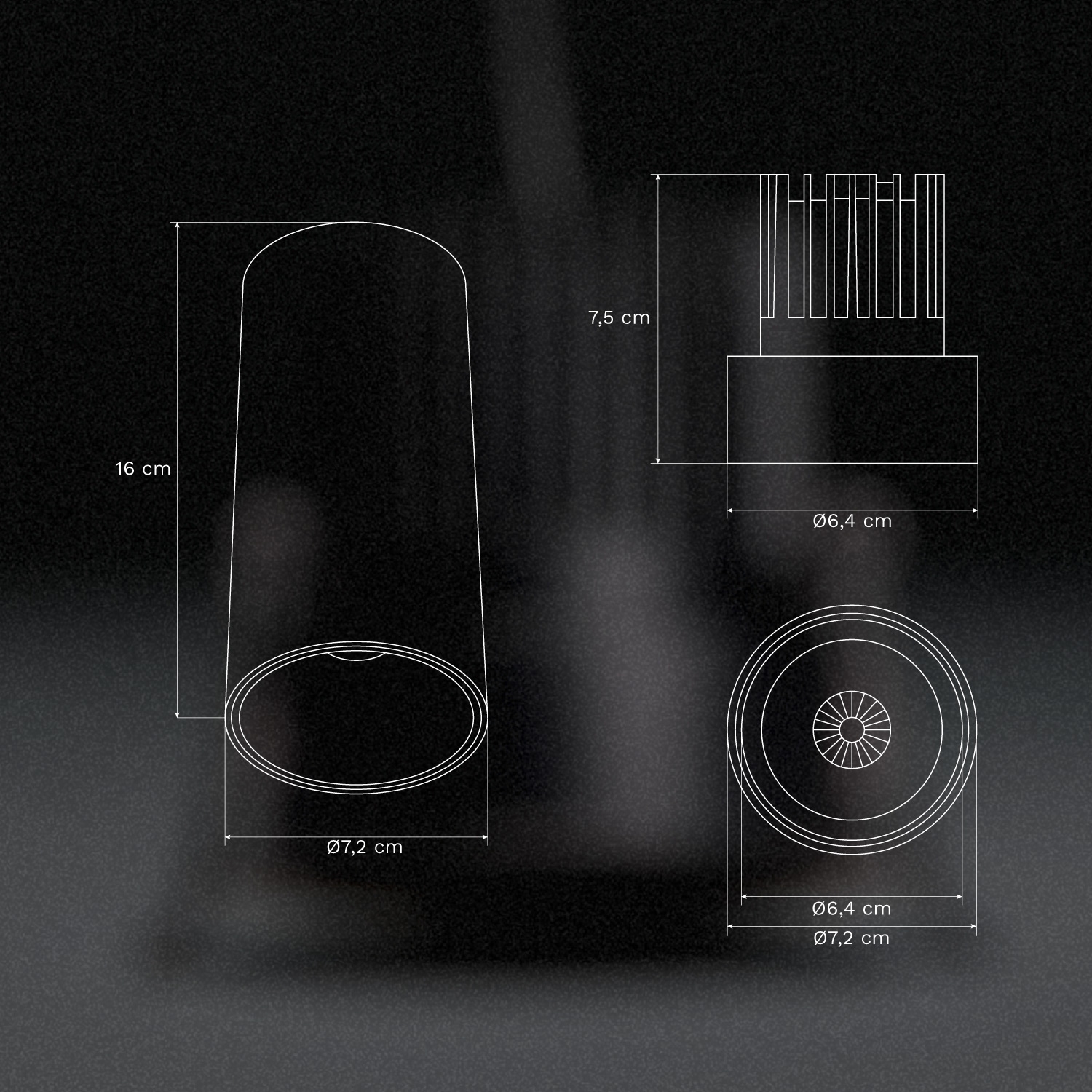 Round Ø7.2 cm surface-mounted LED ceiling light in aluminum Orelva, medidas