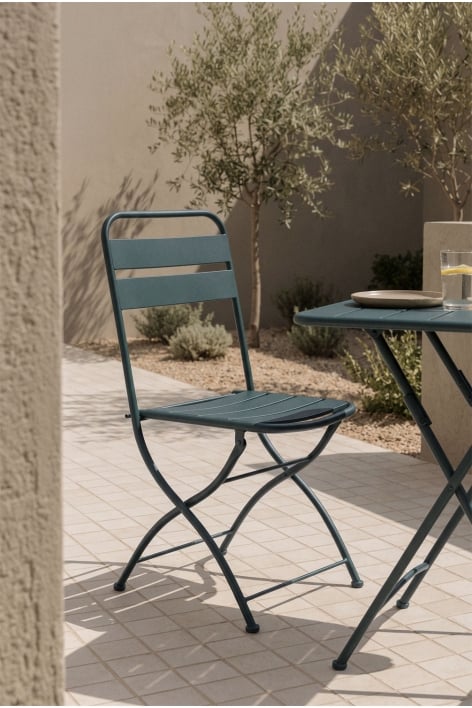 Folding garden chair in steel Janti - Jungle Green